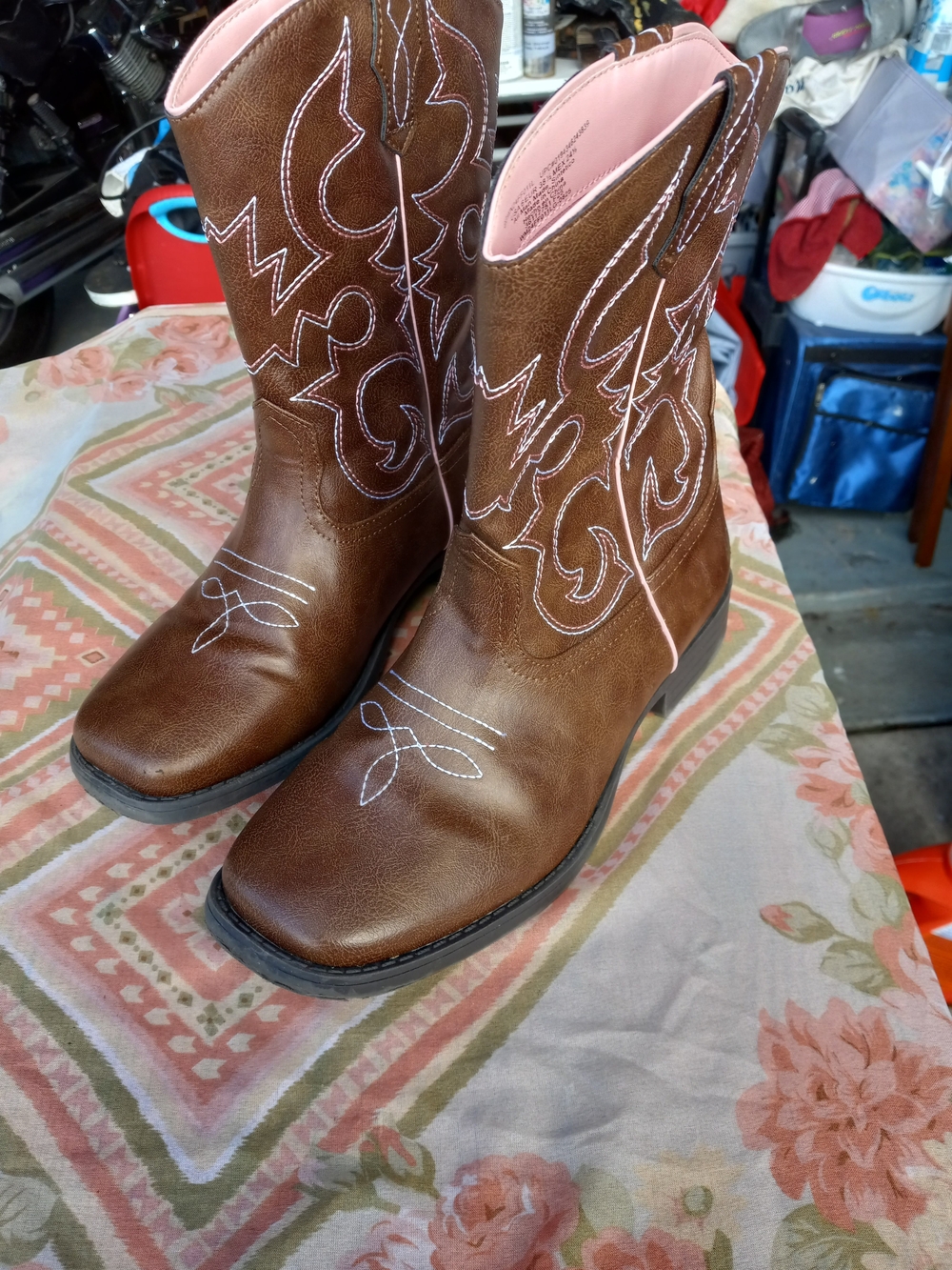 Wonder Nation Youth Girls Brown Western Cowgirl Boots Size 6
